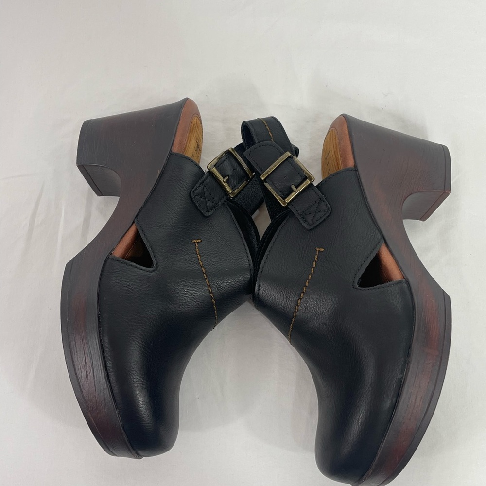 BOC Born Black Leather Clog Heels Womens 10M Slingback Platform Comfort Shoes - Picture 4 of 9